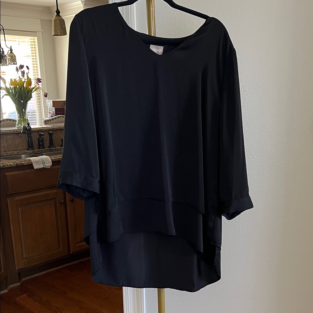 Chico's Black Layered V-Neck Tunic Top